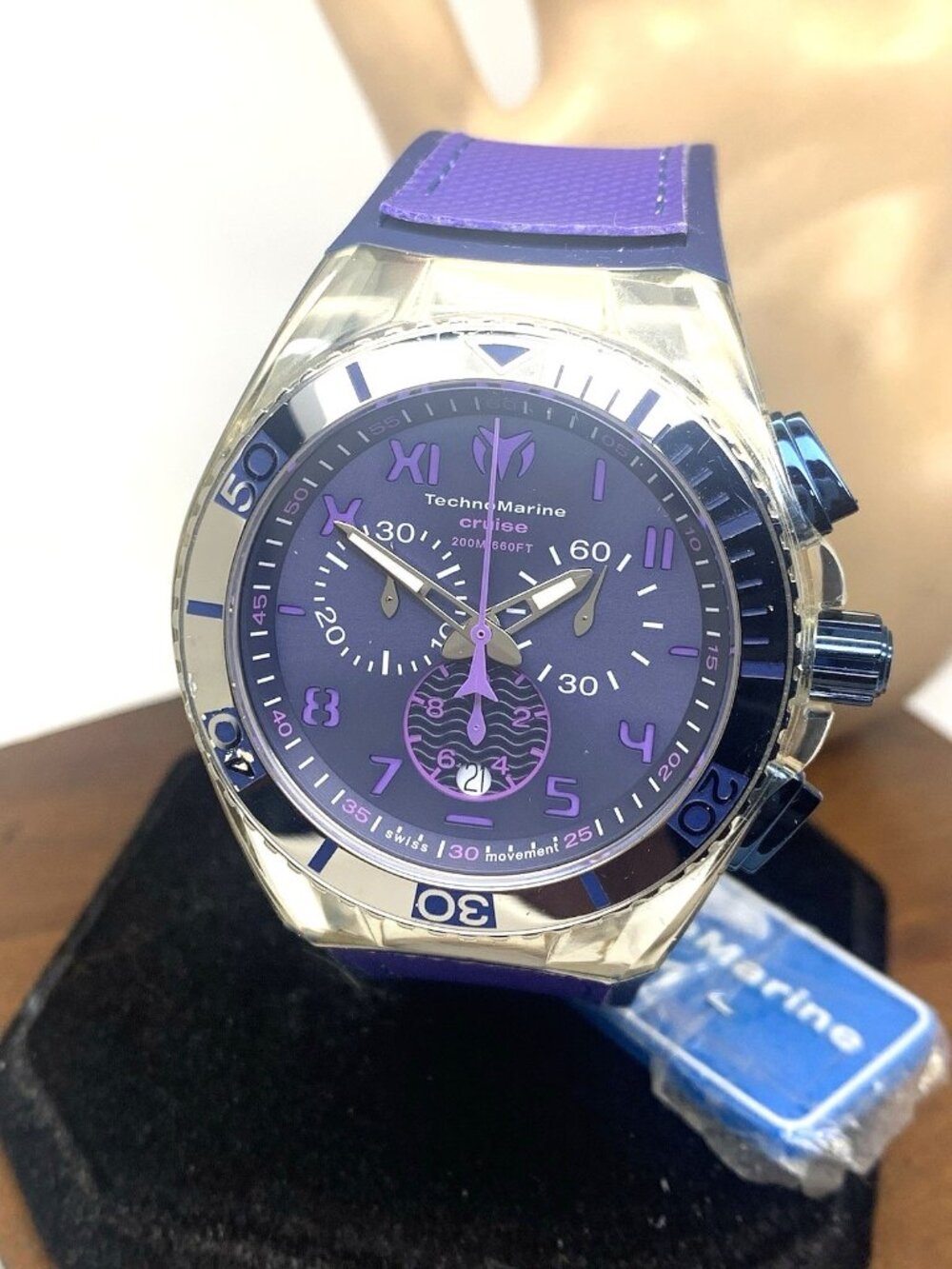 Technomarine Men's Watch TM-115013 Swiss Quartz Chronograph Blue Purple 46mm